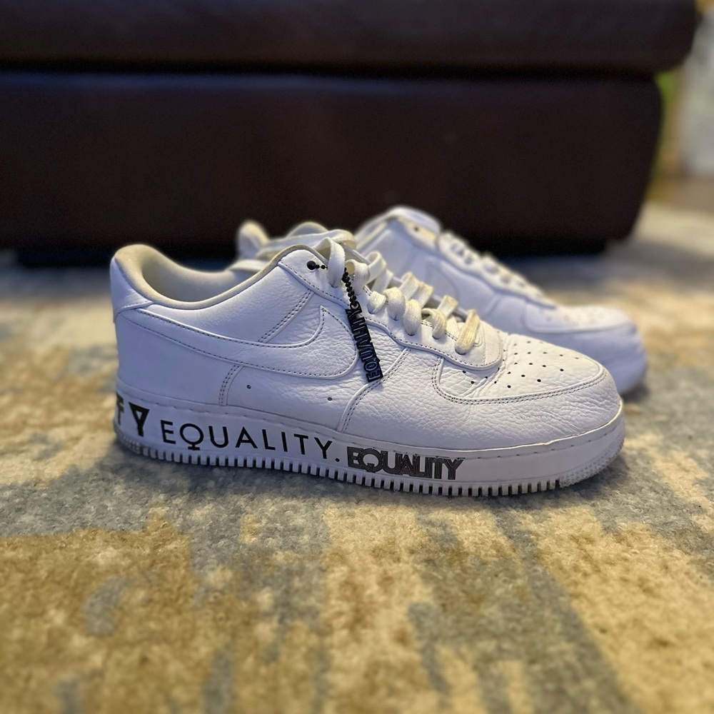 Men's Nike White and Black Air Force 1 Low CMFT 'Equality'- Size 13